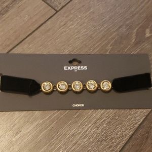Express Black Velvet and Rhinestone Choker